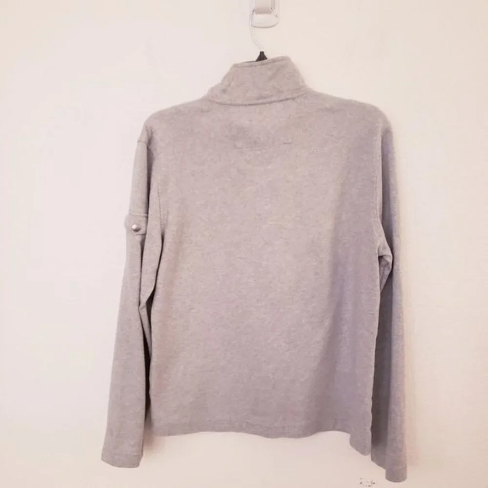 Banana Republic Quarter Neckline with Snaps Grey Sweatshirt w/Sleeve Pocket Sz M